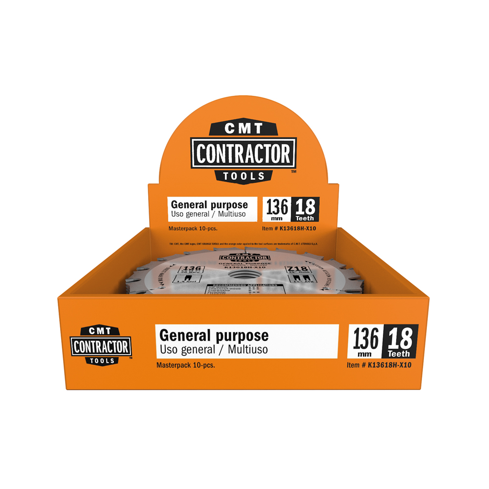 ΔΙΣΚΟΙ CMT ΞΥΛΟΥ ΣΥΣΚΕΥΑΣΙΑ 10ΤΕΜ SERIES K Contractor® – Contractor circular saw blade in Masterpack _K13618H-X10_confezione